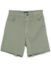 Fay Denim Shorts In Cotton With Logo Patch In Green
