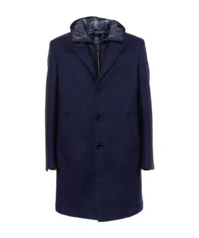 Fay Detachable Lining Single-breasted Coat In Black