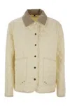 Fay Mini Diamond Quilted Nylon Shirt Jacket In White