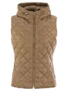 Fay Diamond-quilted Nylon Waistcoat With Adjustable Hood In Brown