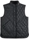 Fay Diamond Quilted Sleeveless Jacket With High Collar In Black