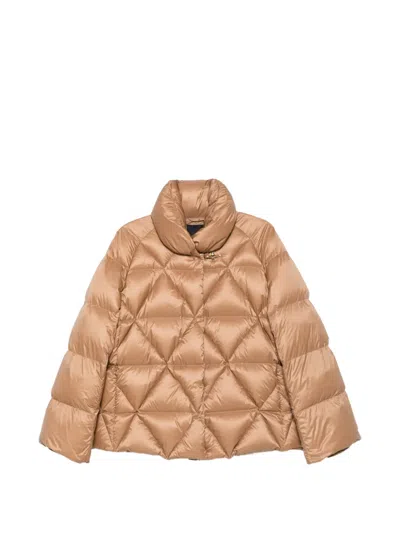 Fay Diamond-quilted Lobster-clasp Coat In Brown