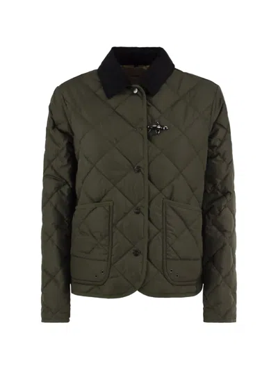 Fay Diamond-quilted Puffer Jacket In Green