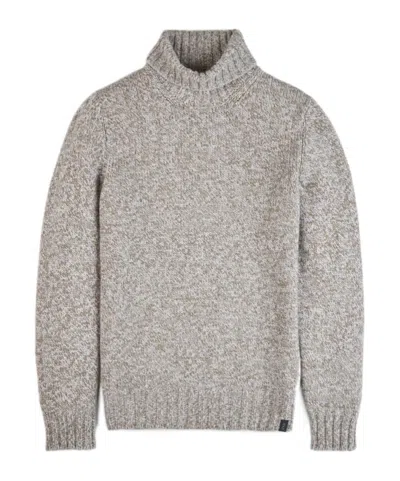 Fay Dolcevita Logo Tag Roll-neck Jumper In Grey