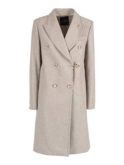 Fay Cappotto Doppio Petto+gancio In Gray