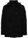 Fay Padded Bomber Jacket With Double-breasted Hooded Design In Black