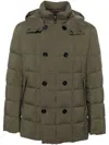 Fay Double Breast Padded Bomber Jacket In Green