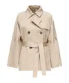Fay Double-breasted Belted Coat In Neutral