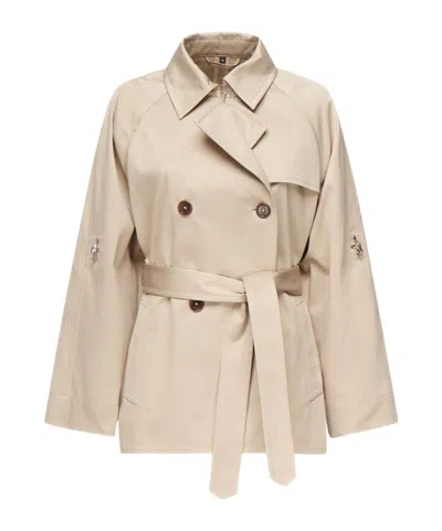 Fay Double-breasted Belted Coat In Neutral