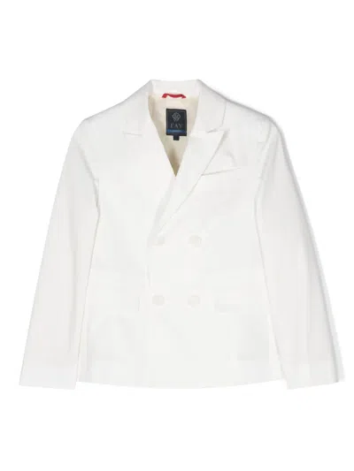 Fay Kids' Double-breasted Blazer In White