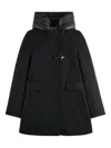Fay Toggle Coat In Black Wool Blend Fabric In Black