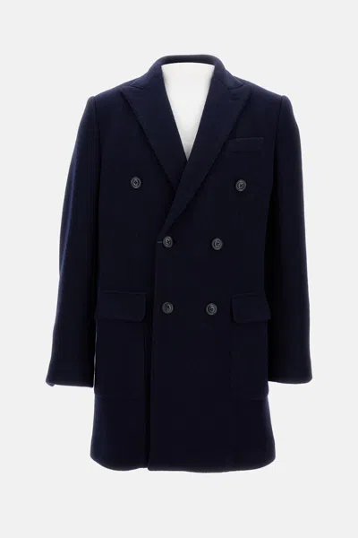 Fay Double Breasted Coat In Blue