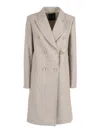 Fay Double-breasted Coat With Hook In Gray