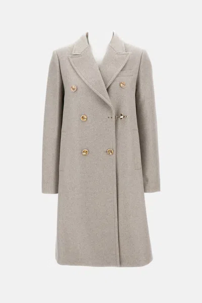Fay Double Breasted Coat In Gray
