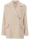 Fay Back Belted Double-breasted Lapels Cuffs Pockets In Neutrals
