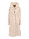 Fay Double-breasted Coat With High Collar In Neutral