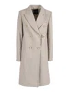 Fay Double-breasted Coat With Hook In Neutral