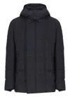 Fay Double-breasted Down Jacket With Hood In Blue