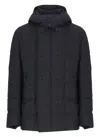Fay Double-breasted Down Jacket With Hood In Blue