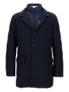 Fay Double Breasted Quilted Jacket Pockets In Blue