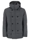 Fay Double-breasted Down Jacket With Hood In Gray