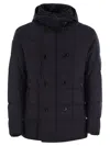 Fay Double-breasted Down Jacket With Hood In Blue