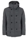 Fay Double-breasted Down Jacket With Hood In Gray