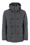 Fay Double-breasted Down Jacket With Hood In Gray
