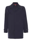 Fay Double-breasted Front Stretch Coat In Blue