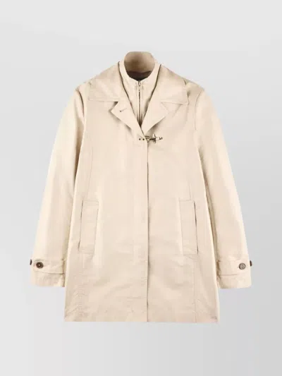 Fay Double-breasted Long Sleeve Coat In Neutral