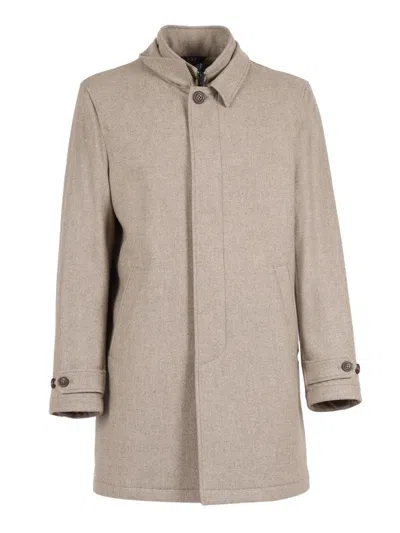 Fay Double-breasted Men's Coat In Neutral