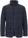 Fay Double-front Quilted Jacket With Water-repellent Finish In Blue