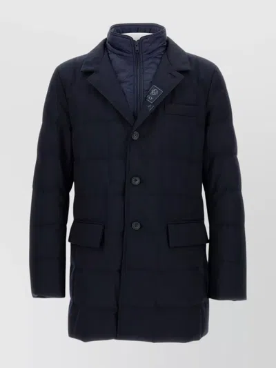 Fay Double Breasted Quilted Jacket Pockets In Black