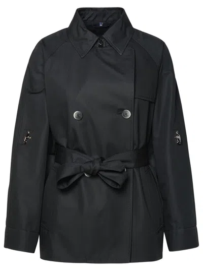 Fay Double Breasted Short Black Cotton Trench Coat