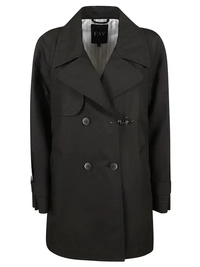 Fay Double-breasted Short Coat In Nero