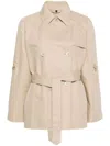 Fay Double-breasted Short Trench Coat In Beige