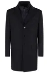 Fay Double-breasted Stretch Coat In Black
