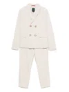 Fay Double-breasted Suit In Neutrals
