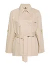 Fay Double-breasted Short Trench Coat In Beis