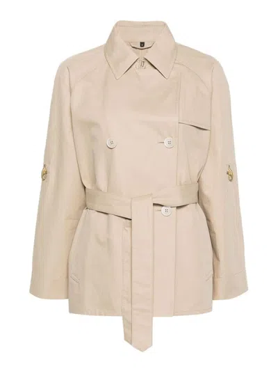 Fay Double-breasted Short Trench Coat In Beis