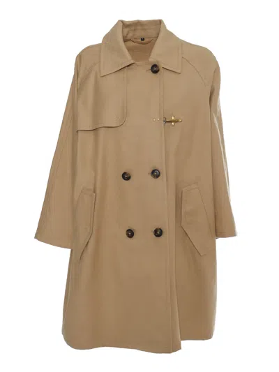 Fay Double-breasted Trench Coat In Brown