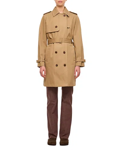 Fay Double-breasted Trench Coat With Adjustable Straps In Brown