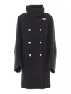 Fay Long Wool Double-breasted Coat In Black