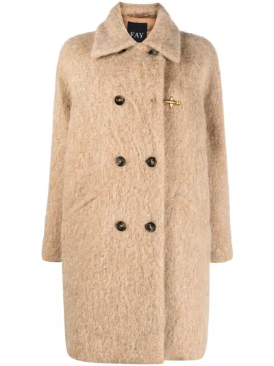 FAY FAY DOUBLE BREASTED WOOL BLEND COAT
