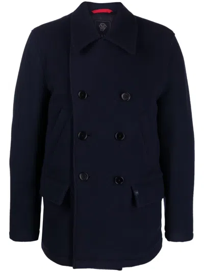 Fay Double-breasted Virgin-wool Jacket In Blue
