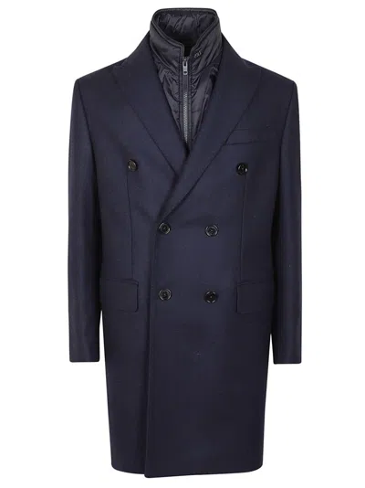 Fay Double-breasted Wool Coat With Detachable Lining In Black