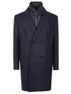 Fay Double-breasted Wool Coat With Detachable Lining In Blue
