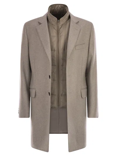 Fay Double Coat In Wool And Cashmere Cloth In Brown