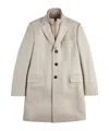 Fay Structured Light Beige Cashmere Coat With Notch Lapels And Flap Pockets In Gray