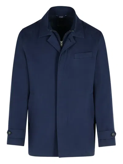 Fay Double-collar Zip-fastening Jacket In Blue